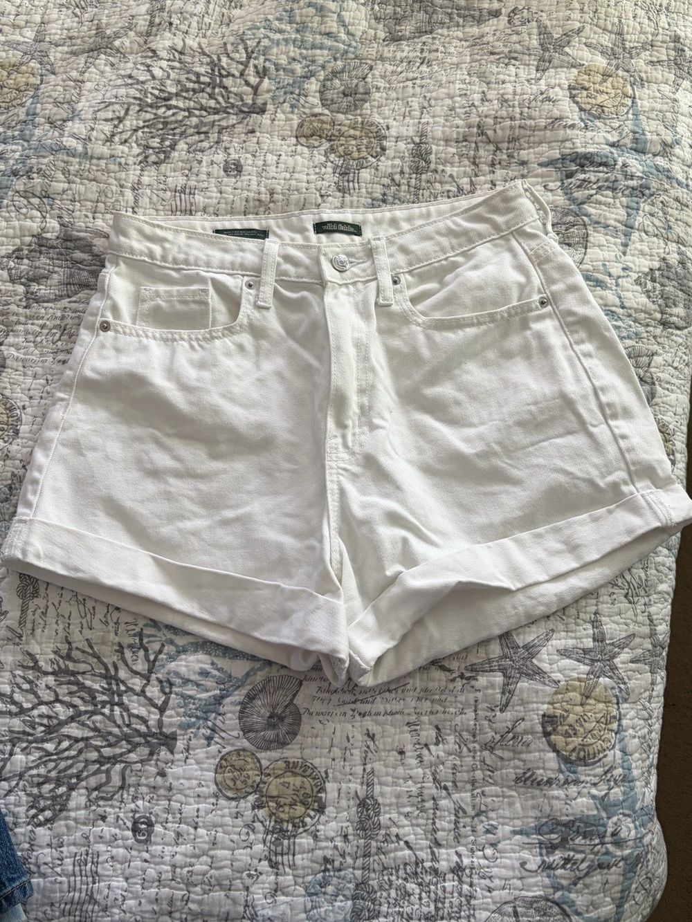 wild fable White High-Rise Cuffed Denim Shorts